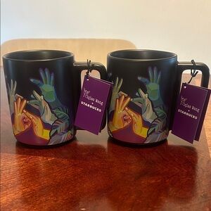 Starbucks Black Ceramic Mug Set with Colorful ASL Design
